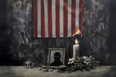 K protestům v USA se vyjádřil i Banksy. Na Instagramu odhalil obraz s hořící vlajkou