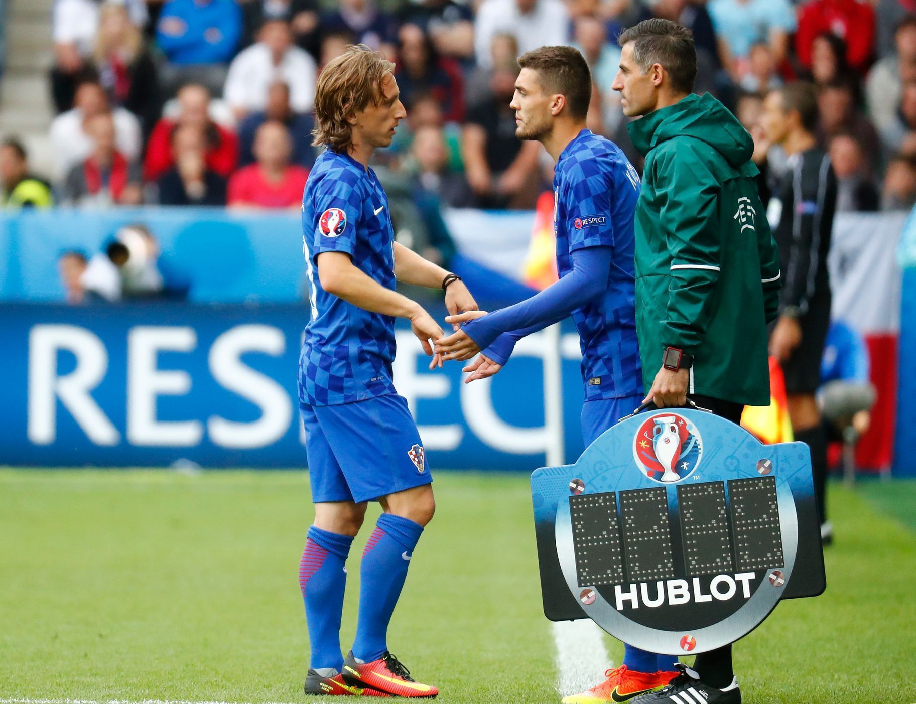 Croatia's Luka Modric is substituted by Mateo Kovacic