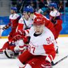 Nikita Gusev slaví gól na 0:1 v semifinále Česko - Rusko na ZOH 2018