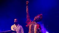 Fatoumata Diawara, vzadu vlevo klávesista Arecio Smith.