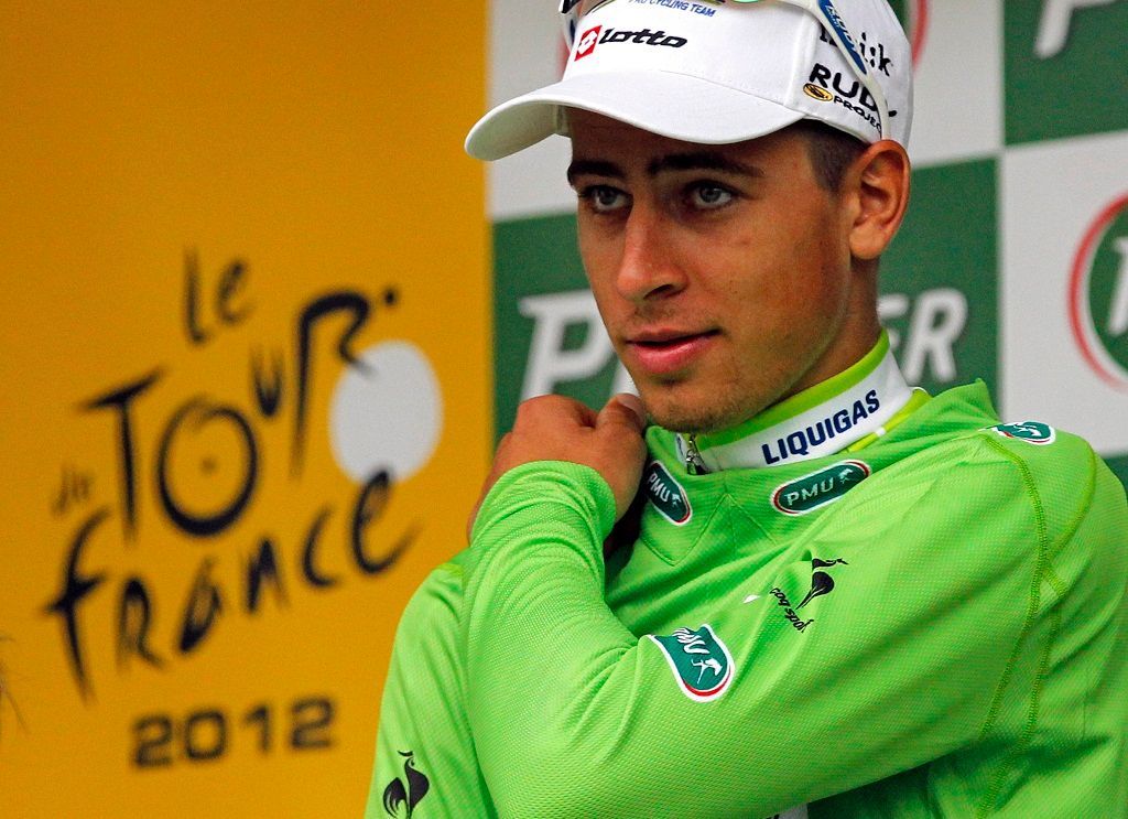 Peter Sagan v zeleném trikotu během 14. etapy Tour de France