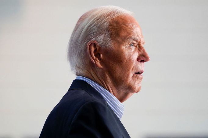 Americký prezident Joe Biden na předvolebním shromáždění ve Wisconsin 5. července 2024