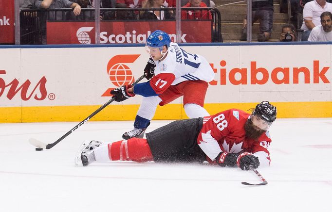 Kanada - Česko, hokejový Světový pohár 2016. Vladimír SObotka, Brent Burns