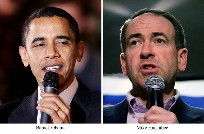 Dva vítězové: demokrat Barack Obama a republikán Mike Huckabee.