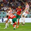 Ašraf Darí dává gól v zápase o 3. místo na MS 2022 Chorvatsko - Maroko