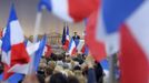 France's President and UMP party candidate for the 2012 French presidential elections Sarkozy addresses a political rally on the place de la Concorde in Paris