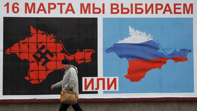 Propaganda před referendem na Krymu.