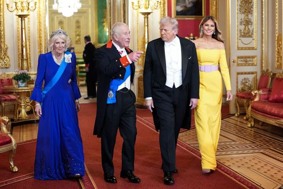 Americký prezident Donald Trump a první dáma Melania se účastní oficiálního státního banketu s králem Karlem III. a královnou Camillou.