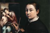 Sofonisba Anguissolová: Autoportrét u malířského stojanu, 1556 až 1565.
