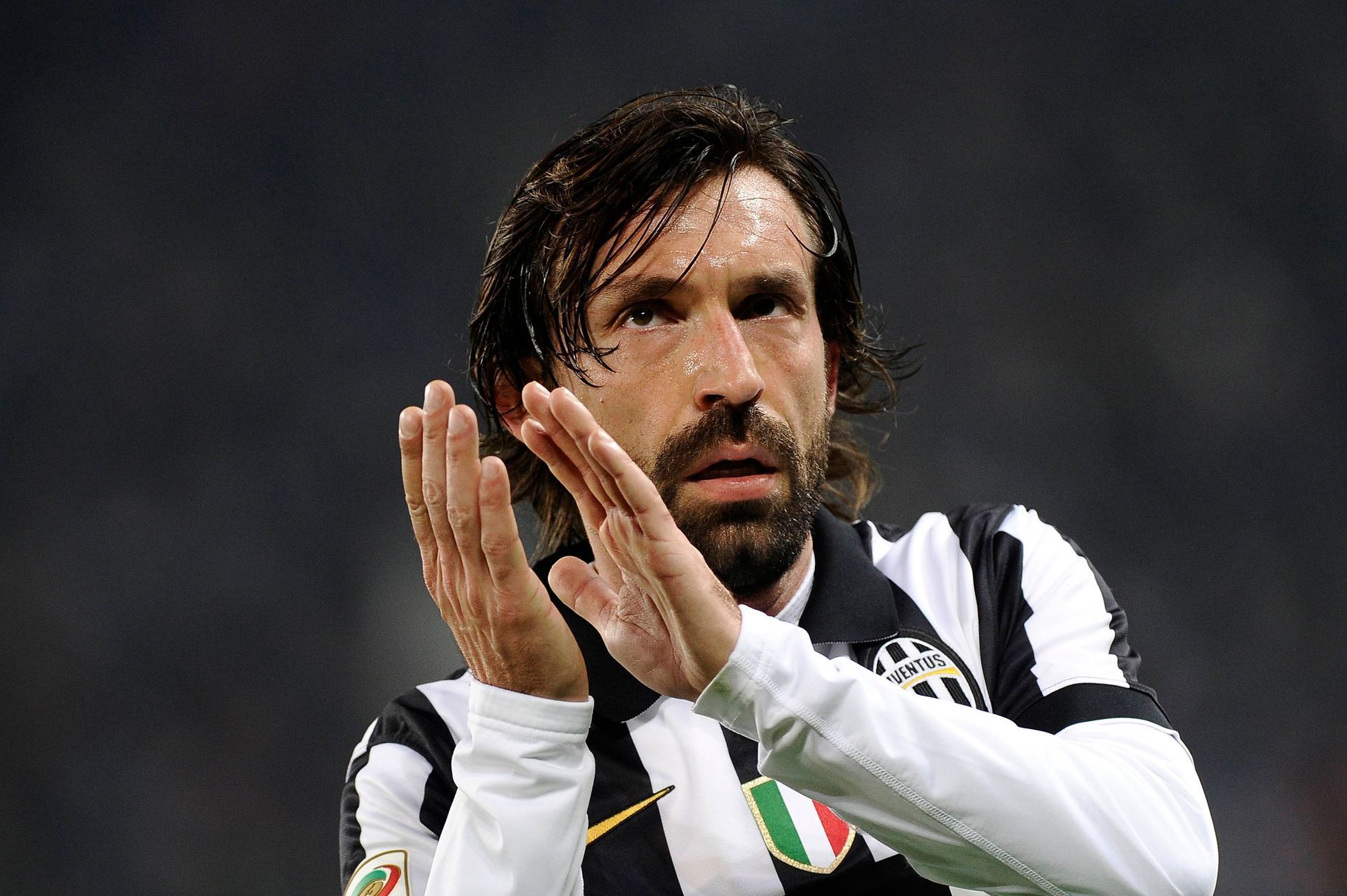 Juventus' Andrea Pirlo reacts during their Italian Serie A soccer match against Atalanta in Turin