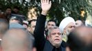 Iraqi militia commander Hadi al-Amiri, a close Iran ally and the top candidate to succeed Muhandis, reacts as he attends the funeral of the Soleimani.