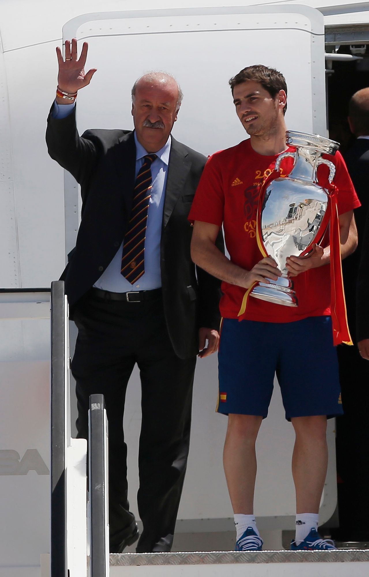 Oslavy Španělů po návratu domů: Vicente del Bosque a Iker Casillas