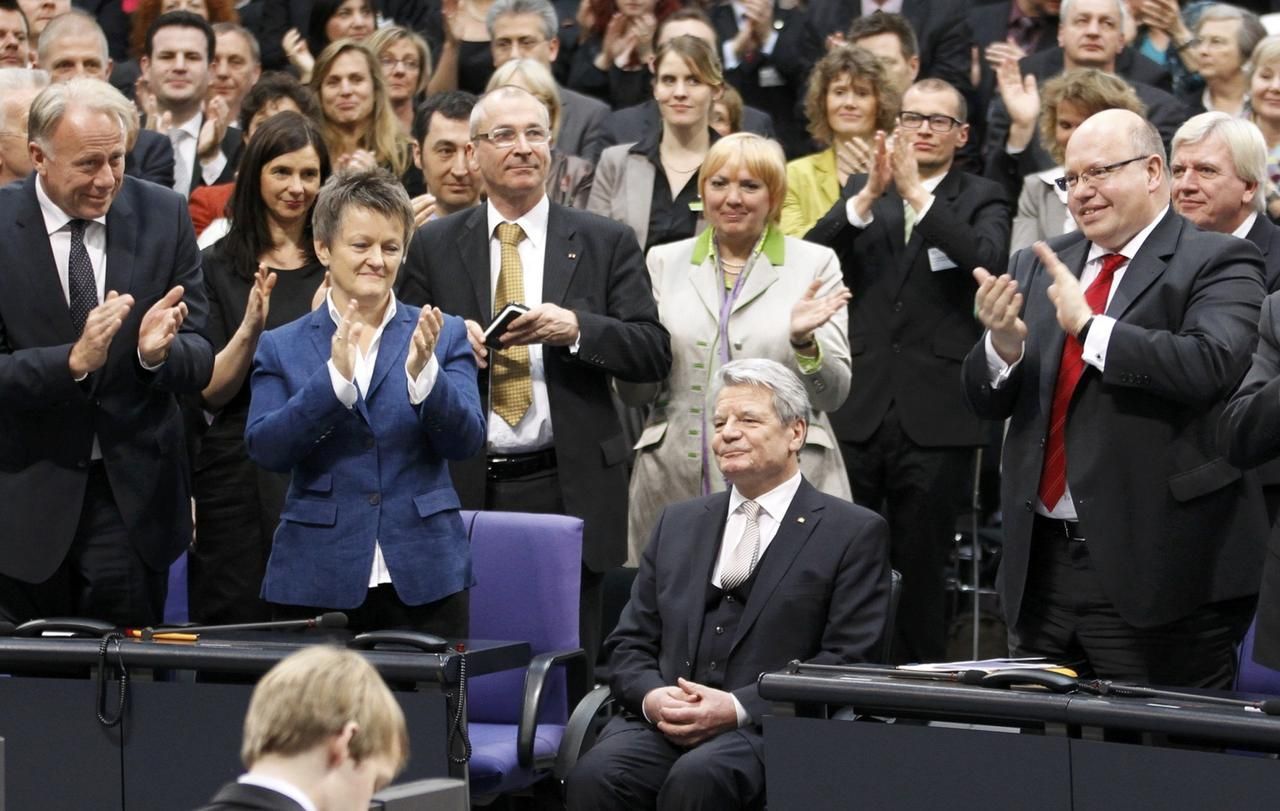 Joachim Gauck a aplaus krátce po zvolení (18. 3. 2012)
