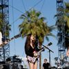 Danielle Haim and her sisters Alana and Este of rock band Haim perform at Coachella Music Festival in Indio, California