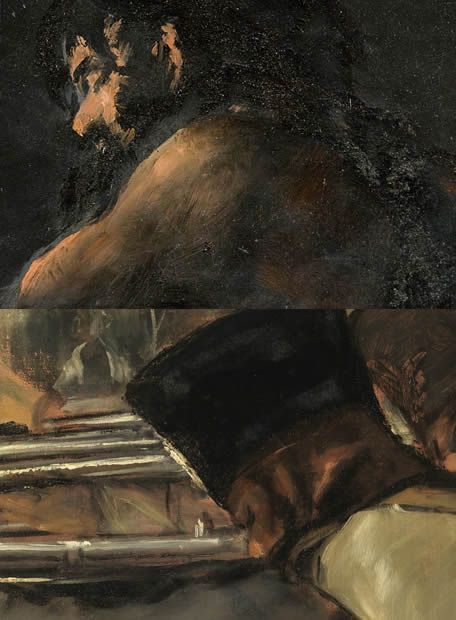 Porovnání obrazu El coloso s Goyovým Střílením v Madridu