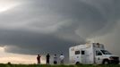 VORTEX2 field command vehicle in vicinity of thunderstorm. Kansas. June 9, 2009. Photographer: Dr. Mike Coniglio, NOAA NSSL. Credit: VORTEX II.