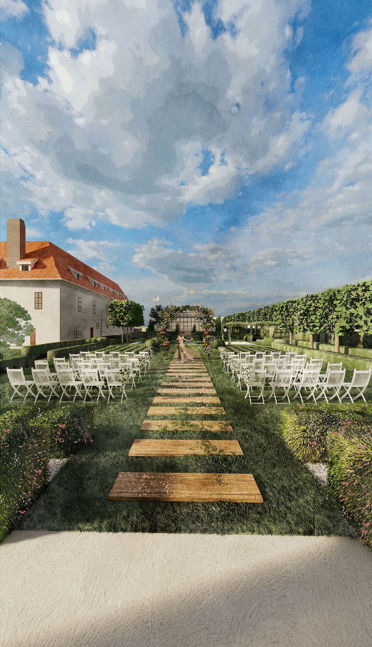 zámek, zámek Bzí, rekonstrukce, vizualizace, architektura