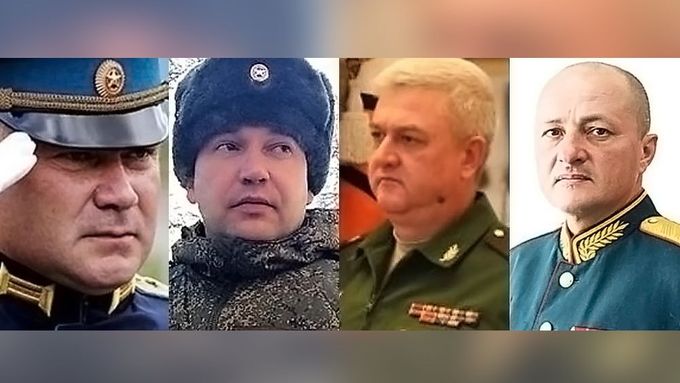 Andrej Suchověckij, Vitalij Gerasimov, Andrej Kolesnikov a Oleg Mitjajev. Ruští generálové, které zabili Ukrajinci.