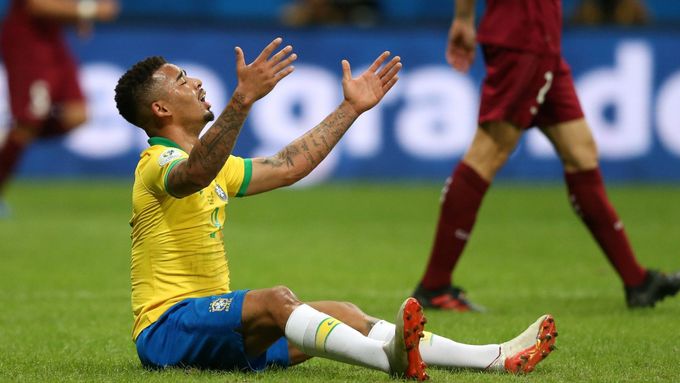 Soccer Football - Copa America Brazil 2019 - Group A - Brazil v Venezuela - Arena Fonte Nova, Salvador, Brazil - June 18, 2019   Brazil's Gabriel Jesus reacts  REUTERS/Ro
