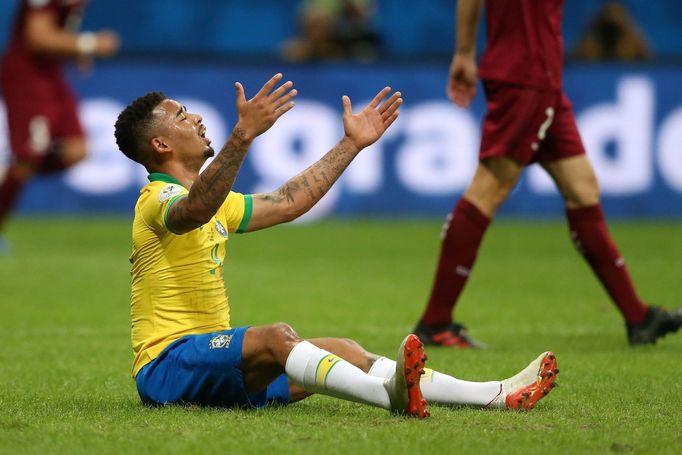 Soccer Football - Copa America Brazil 2019 - Group A - Brazil v Venezuela - Arena Fonte Nova, Salvador, Brazil - June 18, 2019   Brazil's Gabriel Jesus reacts  REUTERS/Ro