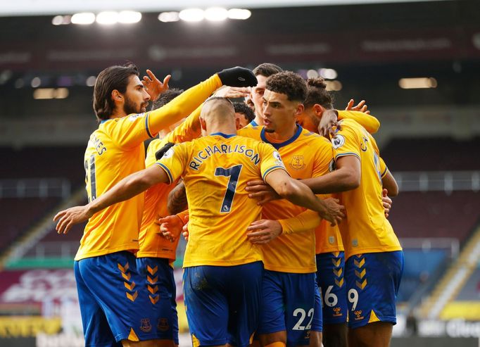 11. kolo anglické Premier League 2020/21, Burnley - Everton: Radost fotbalistů Everton.