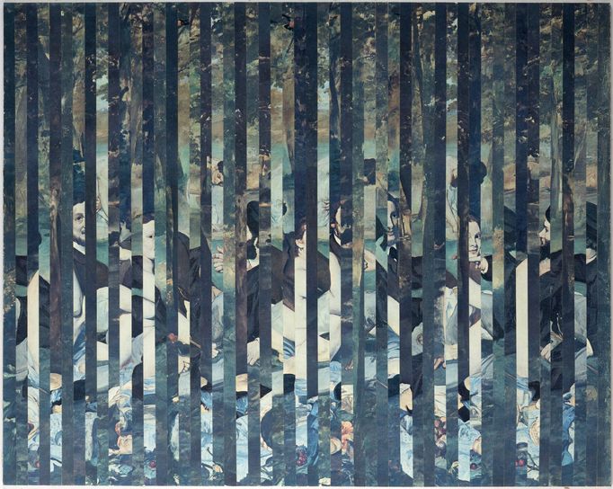 Jiří Kolář: Snídaně v trávě, 1972, roláž, 1966, chiasmáž.