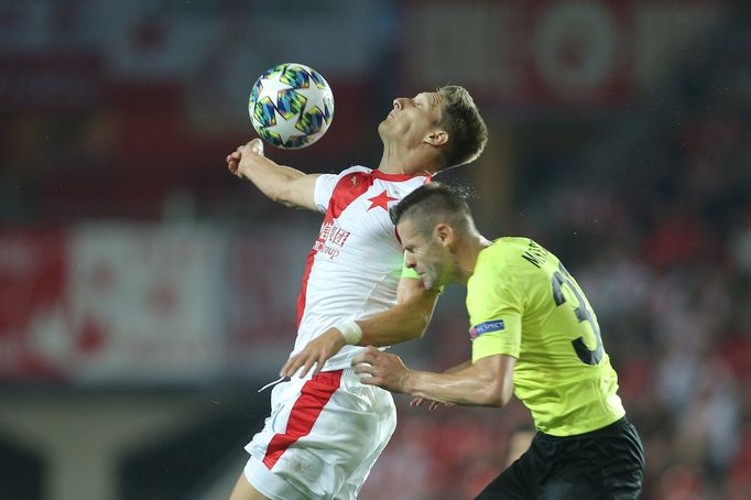 Milan Škoda v zápase 4. předkola LM Slavia - Kluž.