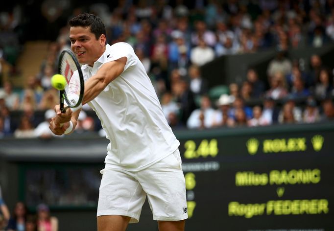 Milos Raonic v semifinále Wimbledonu 2016.