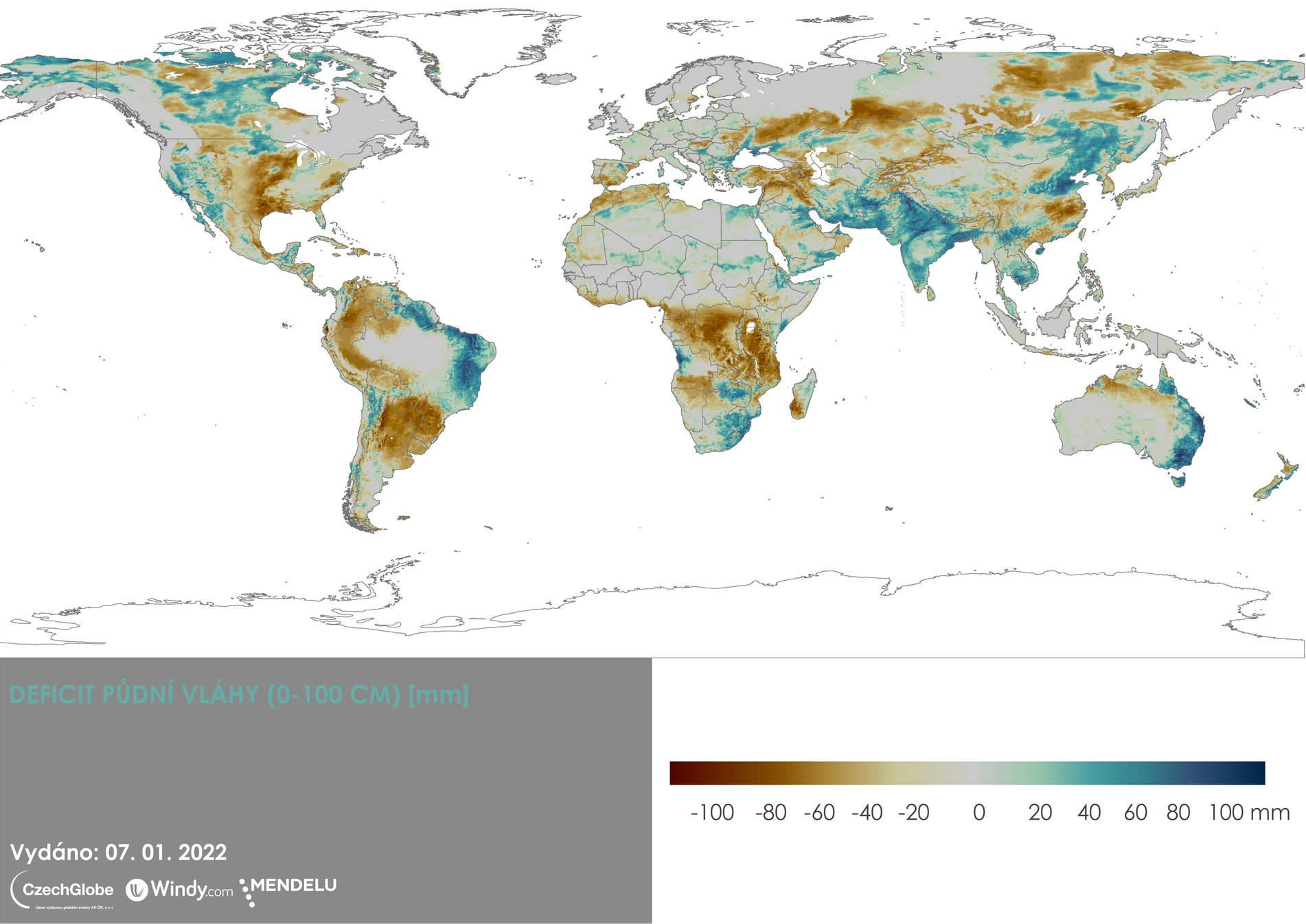 Deficit půdní vláhy - mapa