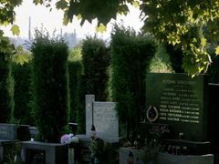 Pohled na Vítkovice z ostravského hřbitova.