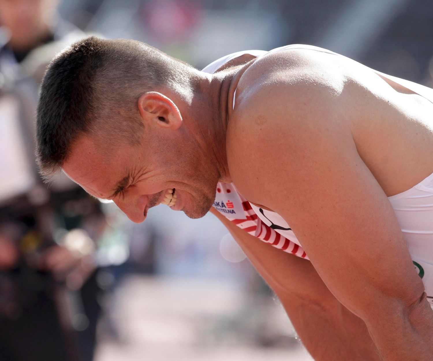 Desetibojař Roman Šebrle doběhl závod na 100 metrů na Mistrovství Evropy v atletice 2012 v Helsinkách.