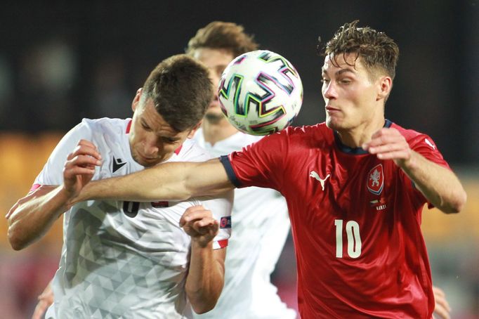 Patrik Schick v zápase Česko - Albánie