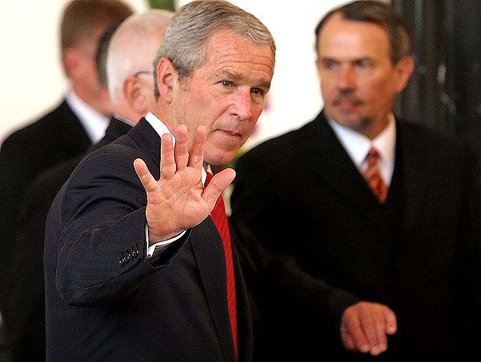 George Bush v Praze - tisková konference