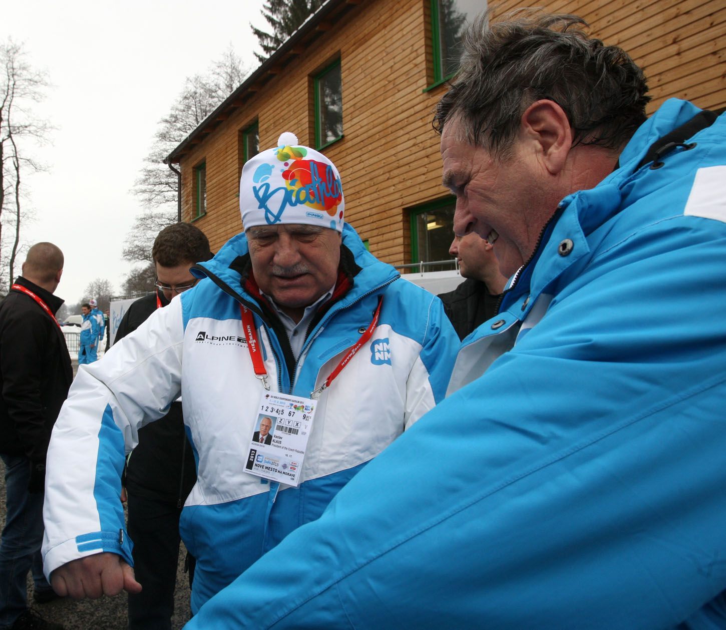 Prezident Václav Klaus na MS v biatlonu v Novém Městě na Moravě 2013