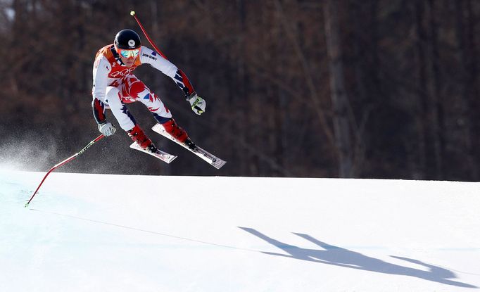 Jan Zabystřan v cíli super-G na ZOH 2018