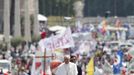 Pope Francis looks on at the end of a canonization mass in Saint Peter's Square at the Vatican May 12, 2013. The Pope led a mass on Sunday for candidates for sainthood Antonio Primaldo, Mother Laura Montoya and Maria Guadalupe Garcia Zavala