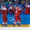 Čeští hokejisté slaví gól na 1:0 v zápase Česko - Švýcarsko na ZOH 2018