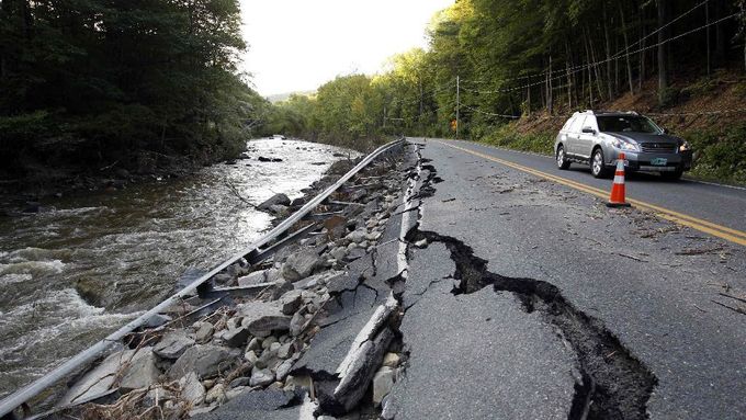 Následky hurikánu Irene ve státě Vermont.