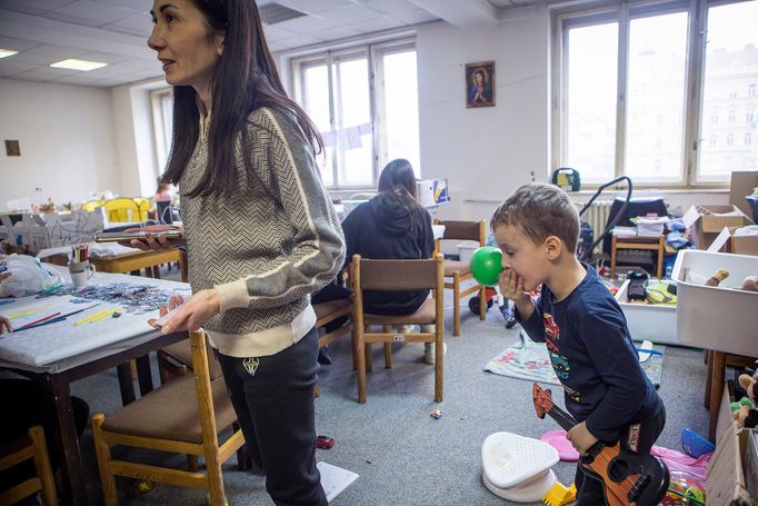 Uprchlíci z Ukrajiny ubytovaní v pražském Hotelu Legie.