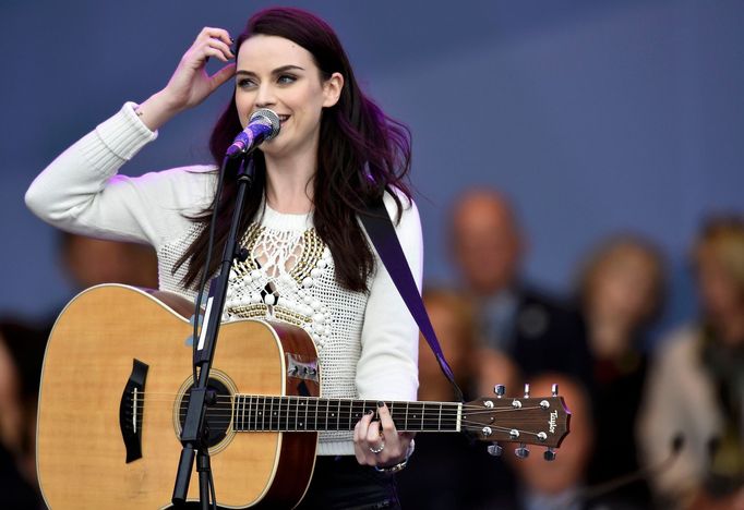 Scottish musician Amy MacDonald performs during the opening ceremony of the 40th Ryder Cup at Gleneagles