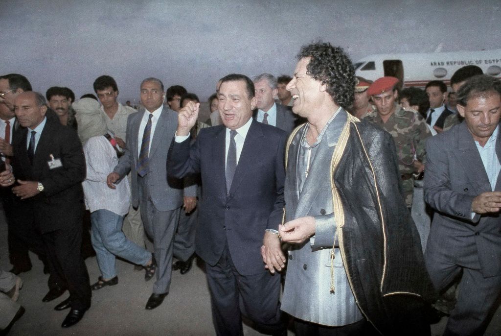 Muammar Kaddáfí a Husní Mubarak 1991