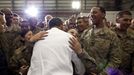 May 1, 2012 "A soldier hugs the President as he greeted U.S. troops at Bagram Air Field in Afghanistan."