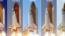 Columbia, Challenger, Discovery, Atlantis, Endeavour.