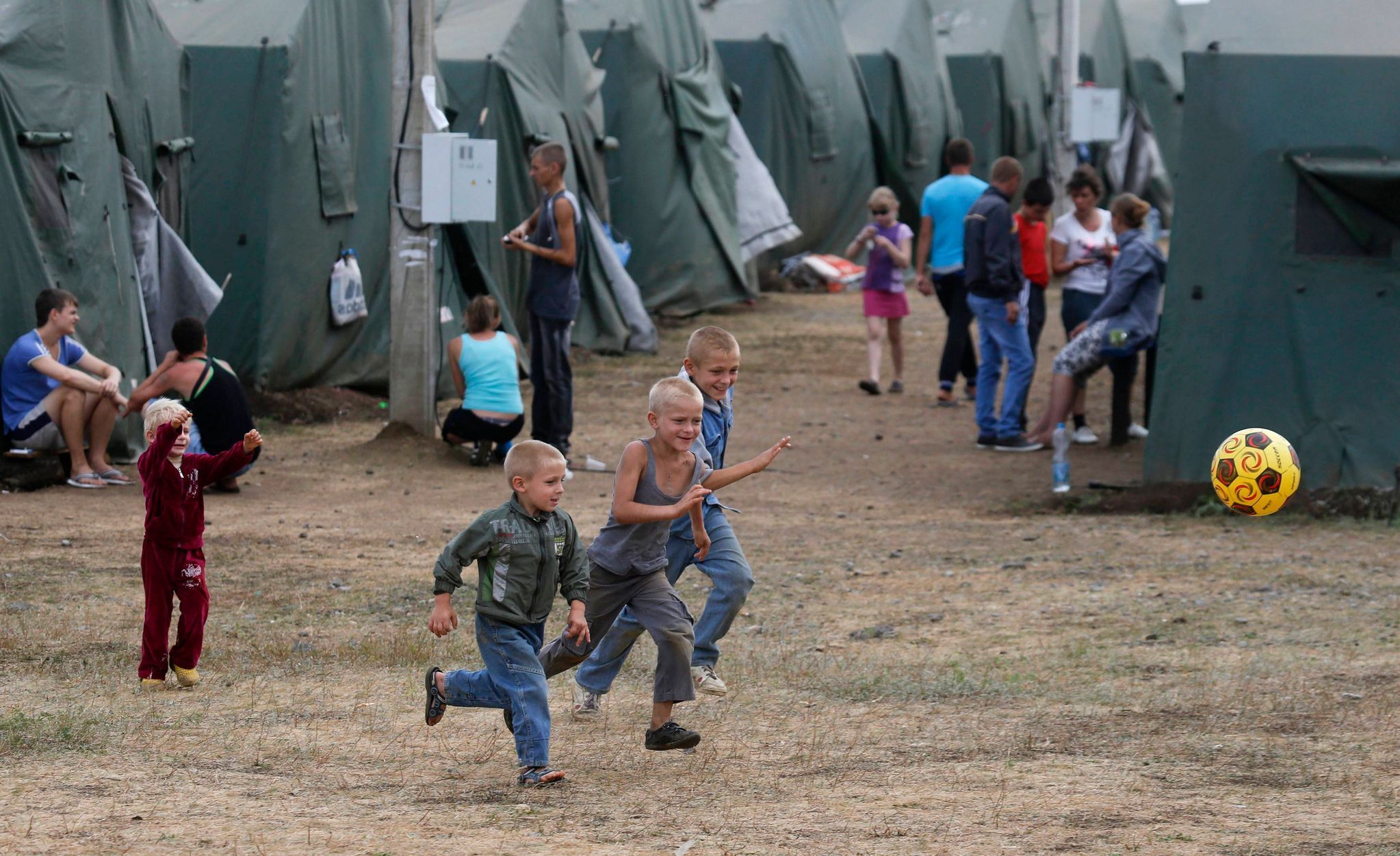 Ukrajina - ukrajinští uprchlíci v táboře v ruské Rostovské oblasti