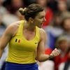 Fed Cup 2019: Simona Halepová v zápase s Karolínou Plíškovou