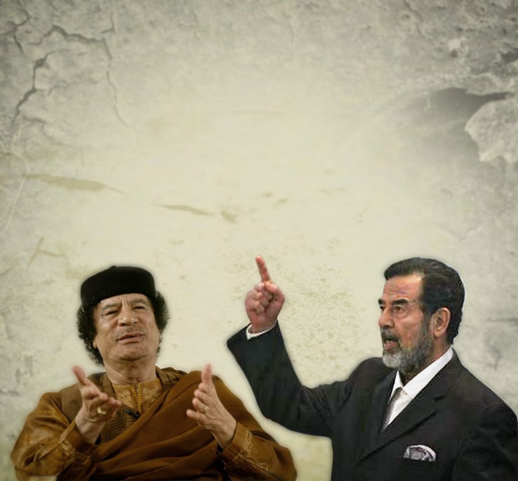 LIbye Irák Kaddáfí Saddám