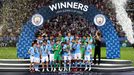 Hráči Manchesteru City slaví triumf v evropském Superpoháru proti Seville