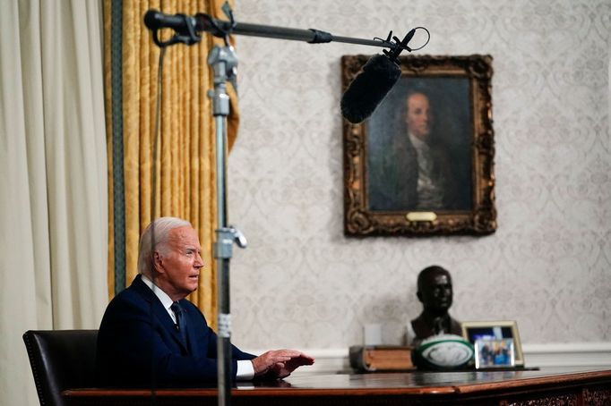 Americký prezident Joe Biden v Oválné pracovně Bílého domu.