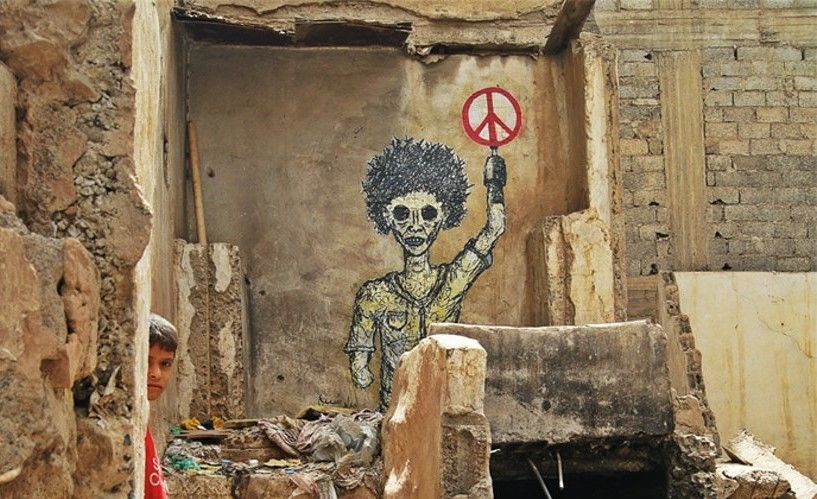 Streetart jemenského umělce Murada Subaye