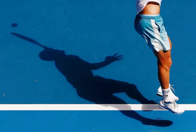 Tomáš Berdych v zápase Australian Open s Bernardem Tomicem.